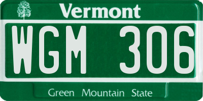 VT license plate WGM306