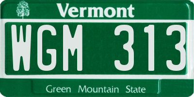 VT license plate WGM313