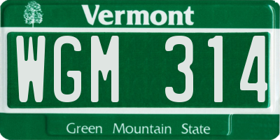 VT license plate WGM314
