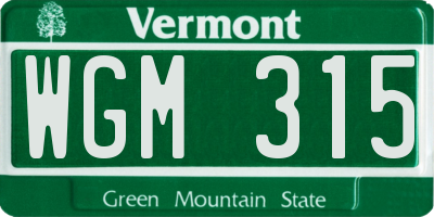 VT license plate WGM315
