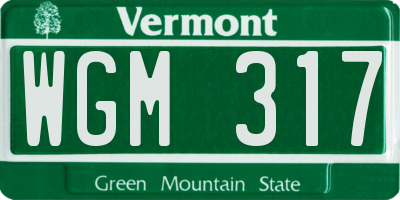 VT license plate WGM317