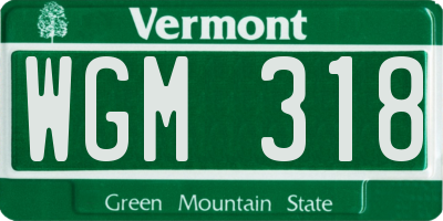 VT license plate WGM318