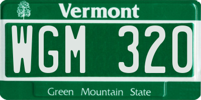 VT license plate WGM320