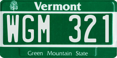 VT license plate WGM321