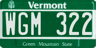 VT license plate WGM322