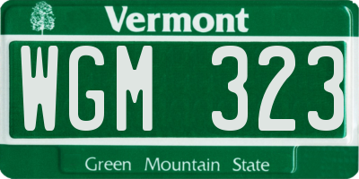 VT license plate WGM323
