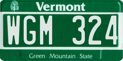 VT license plate WGM324