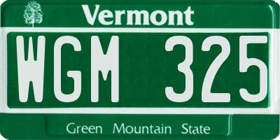 VT license plate WGM325