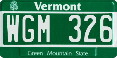 VT license plate WGM326