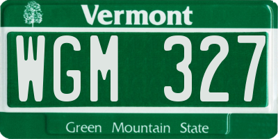 VT license plate WGM327