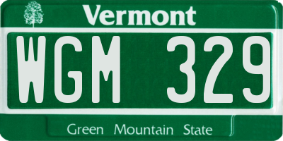 VT license plate WGM329