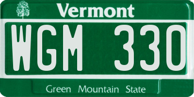 VT license plate WGM330