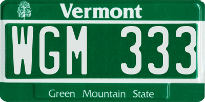 VT license plate WGM333