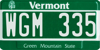 VT license plate WGM335
