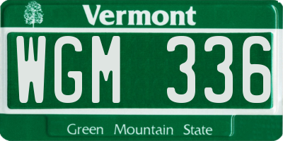 VT license plate WGM336