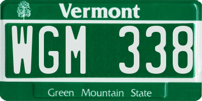 VT license plate WGM338