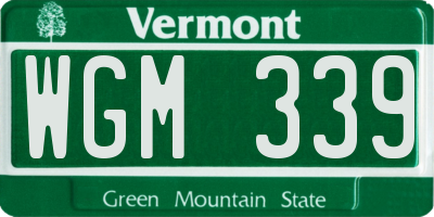 VT license plate WGM339