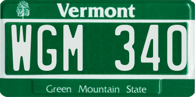 VT license plate WGM340