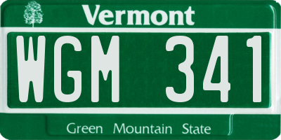 VT license plate WGM341