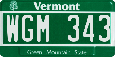 VT license plate WGM343