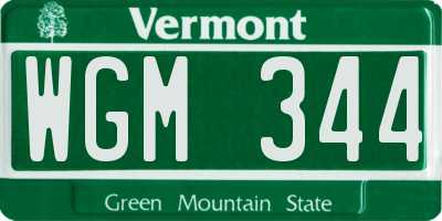 VT license plate WGM344