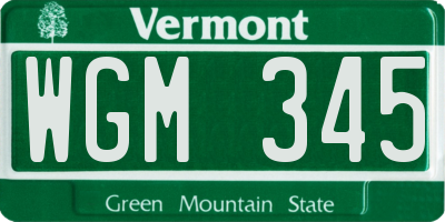 VT license plate WGM345