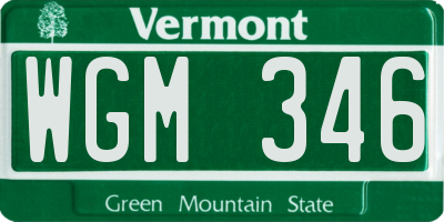 VT license plate WGM346