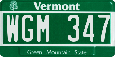 VT license plate WGM347