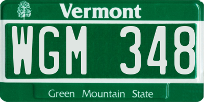 VT license plate WGM348