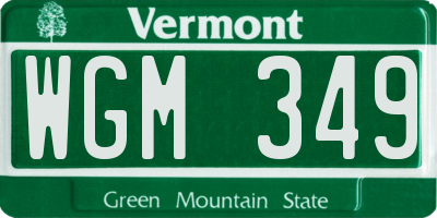 VT license plate WGM349