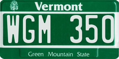 VT license plate WGM350