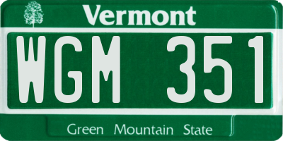 VT license plate WGM351
