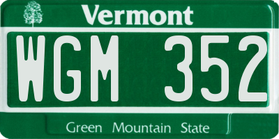 VT license plate WGM352