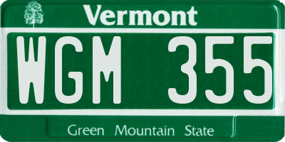 VT license plate WGM355