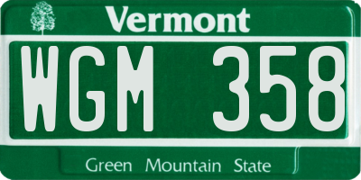VT license plate WGM358