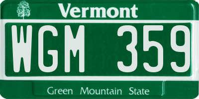 VT license plate WGM359