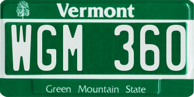 VT license plate WGM360