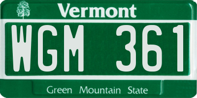 VT license plate WGM361