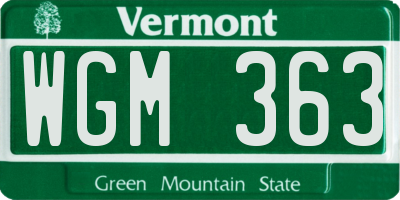 VT license plate WGM363