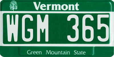 VT license plate WGM365