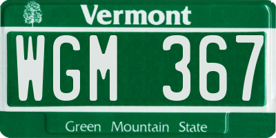 VT license plate WGM367