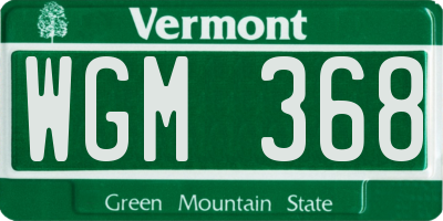 VT license plate WGM368