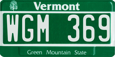 VT license plate WGM369