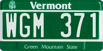 VT license plate WGM371