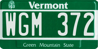 VT license plate WGM372