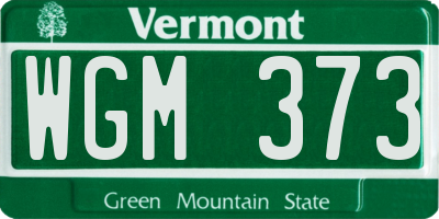 VT license plate WGM373