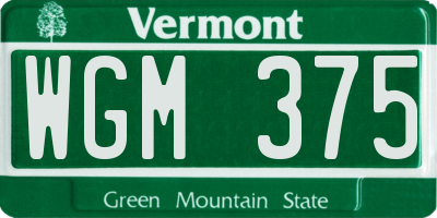 VT license plate WGM375