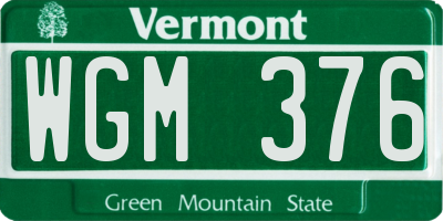 VT license plate WGM376