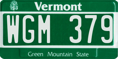 VT license plate WGM379