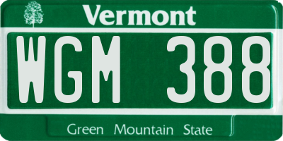 VT license plate WGM388